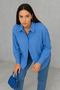 Women's Oversize Bolkesim Linen Shirt - Blue