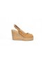 New Season Imported Quality Hazelnut Toe Cap with Straw Detail Wedge Heel Shoelaces - 2
