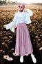 تنورة طويلة مرنة وفضفاضة ذات ثنيات عالية الخصر للسيدات - 5