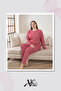 Women's Pajama Set Large Size Pink Patterned |   100% Cotton, Long Sleeve Comfort