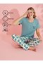 Women's Pajama Set Lightweight & Breathable: Green Floral Print - Cotton, Short Sleeve, 2-Piece - 2