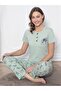 Women's Pajama Set Comfortable & Natural: Green 100% Cotton – Short Sleeve, 2 Pieces - 3