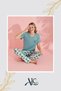 Women's Pajama Set Lightweight & Breathable: Green Floral Print - Cotton, Short Sleeve, 2-Piece