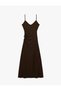 Slim Fit Bead Detailed Midi Length Thin Strap Window Detailed Dress - 4