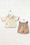 Baby Boy Palm Embroidered Shorts Summer Double Set - 3