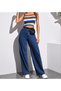 2020 Women's Lycra-Free Palazzo Jeans Jeans Denim Trousers - Dark Blue