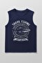 Men's 100% Cotton Crew Neck Shark Printed Sleeveless T-Shirt - 2