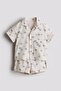 Boys Linen Cotton Palm Patterned Shirt-Shorts Top and Bottom Set White - 2