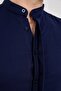 Slim Fit Navy Blue High Collar Hidden Placket Cotton Men's Shirt - 5