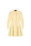 Low Sleeve Detailed Pleated Yellow Mini Shirt Dress - 8