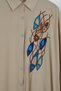 Wide Fit Fish Embroidered Shirt Collar Viscose Women's Dress - 4