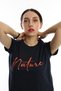 Women's Nature Printed Crop T-Shirt Navy Blue - 2