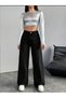 2020 Women's Lycra-Free Palazzo Jeans Denim Trousers - Black - 3