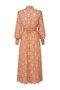 Shirt Collar Long Sleeve Sash Detailed Floral Pattern Midi Length Dress - 8