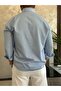Men's Relaxed Cut Striped Cotton Shirt Blue Eca008 - 4