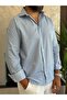 Men's Relaxed Cut Striped Cotton Shirt Blue Eca008