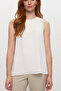 Women's White Front Lined Sleeveless Slim Fit Casual Stylish Chiffon Blouse - 6