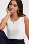 Women's White Front Lined Sleeveless Slim Fit Casual Stylish Chiffon Blouse - 4