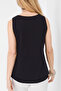Women's Black Front Lined Sleeveless Slim Fit Casual Stylish Chiffon Blouse - 5