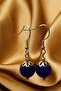 Lapis Lazuli Beaded Gold Color Dangle Earring and Necklace Set - Natural Stone Jewelry Set - 4
