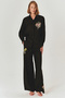 Comfortable Fit Pure Linen Black Shirt with Embroidery Detail - 5