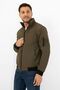 Men's Khaki Lined Stand Collar Seasonal Water and Windproof Jacket with Pockets