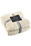 Microfleece Blanket Single(150x200 cm) – Ultra-Soft, Lightweight 300GSM, Warm - Stripe Pattern-Beige
