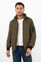 Men's Khaki Lined Stand Collar Seasonal Water and Windproof Jacket with Pockets - 2