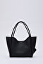 Black Shk108 Snap-Fastened Faux Leather Women's Hand and Shoulder Bag with Wallet and Makeup Bag Length: 25 cm Width: 38 cm Depth: 15 cm - 4