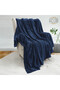 Microfleece Blanket Single(150x200 cm) – Ultra-Soft, Lightweight 300GSM, Warm - Stripe Pattern-Navy - 4