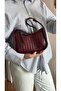 Burgundy Oval Baguette Bag Cherry Red Valentine's Day Gift - 4