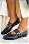Genuine Leather Buckle Black Shoes