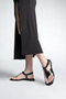 Women's Genuine Leather Flip Flops Daily Sandals Vomin Black - 4