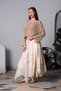 Women's Cream Asymmetric Cut Brode Bead Detailed Cotton Skirt – Bohemian Summer Model - 4