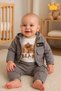 Holiday 3-Piece Hooded Cardigan Bodysuit Pants Boys' Baby Children's Outfit Set