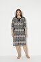 Women's Plus Size Cotton Modal Fabric Dress / Navy-Cream - 5929 - 5