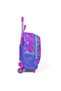 Kids Lavender Pink Heart Patterned Illuminated Wheeled Three Compartment Squeegee Backpack 23359 - 4