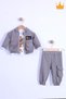 Holiday 3-Piece Hooded Cardigan Bodysuit Pants Boys' Baby Children's Outfit Set - 2