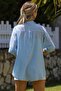 Baby Blue Shirt Collar Short Sleeve Unlined Washable Woven Casual Cotton Jacket - 8