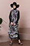 Women's Long Zebra Patterned Zippered Beach Fully Covered Hijab Swimsuit Set of 3 - 8
