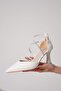 Fiona Premium Stone Women's White Heeled Shoes - 2