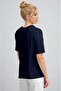 Women's Navy Blue Breathable Crew Neck Regular Fit Regular Cut Unprinted Basic T-Shirt - 2