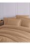 Tivoli Jacquard 100% Cotton Satin Double Duvet Cover Set - Diamond - Cappuccino - 200X220 cm - 3