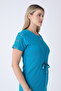 Women's Cotton Lycra Zipper Dress / Turquoise 7265 - 6