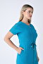 Women's Cotton Lycra Zipper Dress / Turquoise 7265 - 5