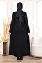 Zippered Black Ferace with Stones - 7