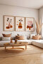 3 Piece Real Raw Wood Framed Painting Set - Model 6
