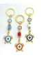 Red Turtle Stone Eye Metal Keychain, Metal Evil Eye Beaded Keychain Car Keychain - 4