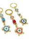 Red Turtle Stone Eye Metal Keychain, Metal Evil Eye Beaded Keychain Car Keychain - 3