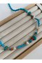 White Heart Summer Women's Necklace with Blue Beads - 3